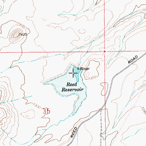 Topographic Map of Reed Reservoir, WY