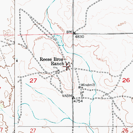 Topographic Map of Reese Brothers Ranch, WY