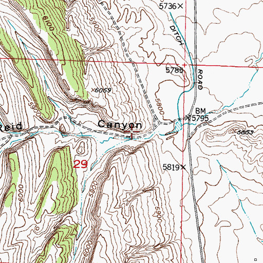 Topographic Map of Reid Canyon, WY