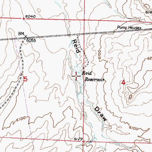 Topographic Map of Reid Reservoir, WY