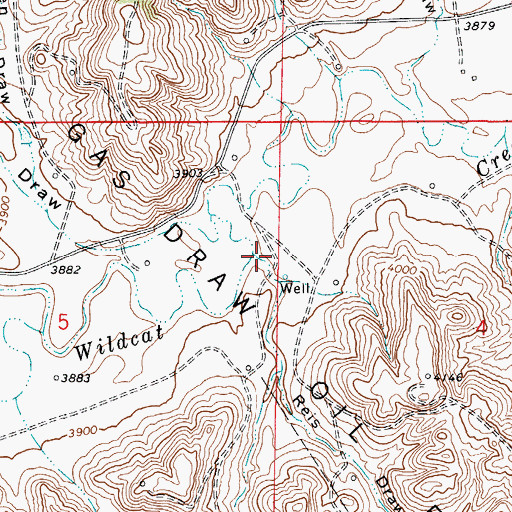 Topographic Map of Reis Draw, WY