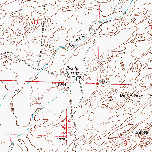 Topographic Map of Rendle Spring, WY