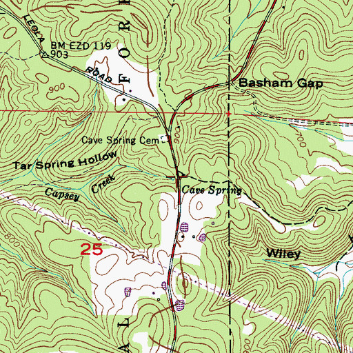 Topographic Map of Cave Spring, AL