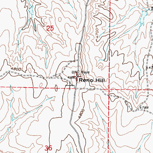 Topographic Map of Reno Hill, WY