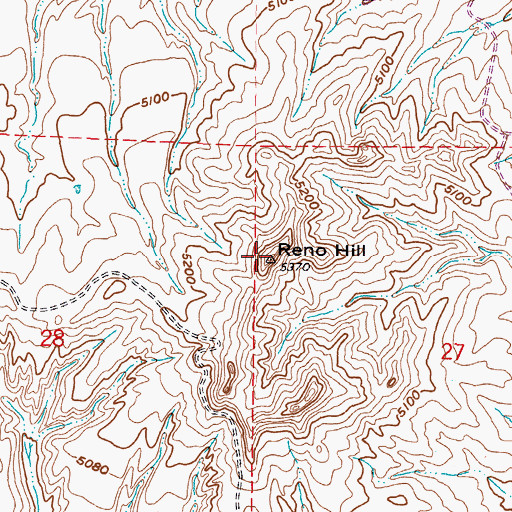 Topographic Map of Reno Hill, WY