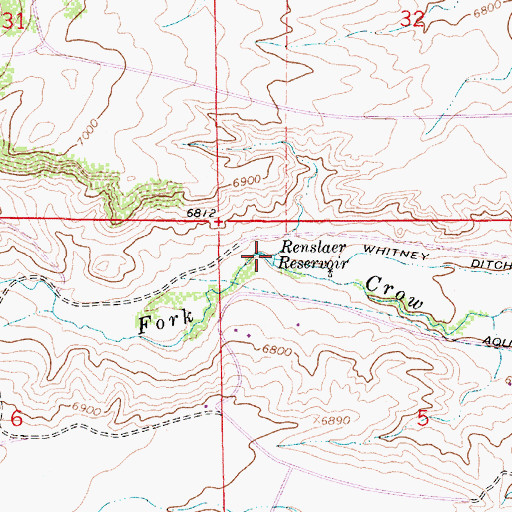 Topographic Map of Renslaer Reservoir, WY