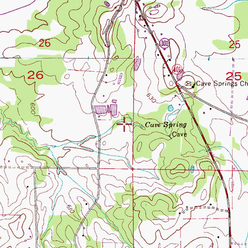 Topographic Map of Cave Spring, AL