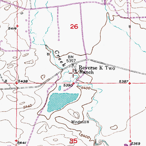 Topographic Map of Reverse K Two Ranch, WY