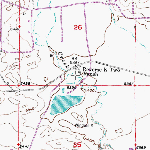 Topographic Map of Reverse K Two Ranch, WY