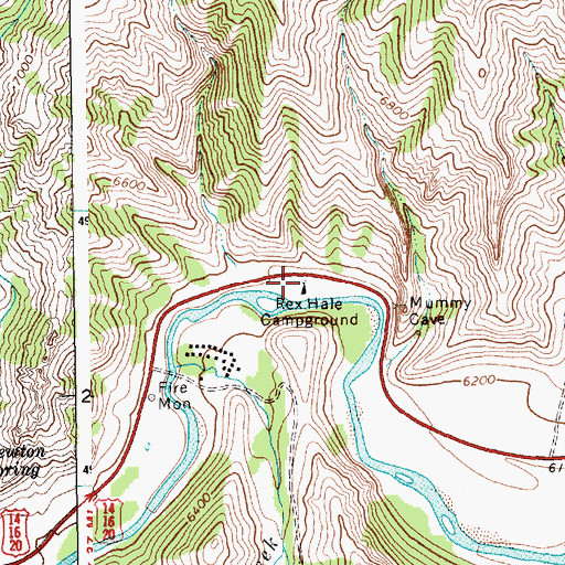 Topographic Map of Rex Hale Campground, WY