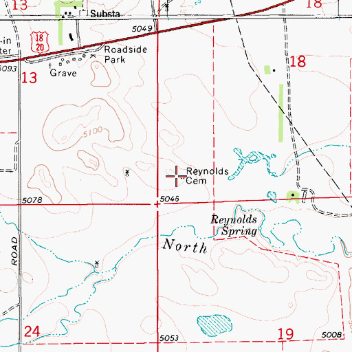 Topographic Map of Reynolds Cemetery, WY