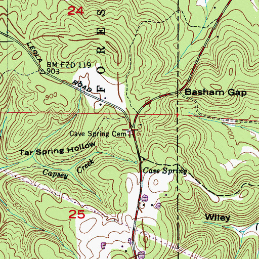 Topographic Map of Cave Spring Cemetery, AL