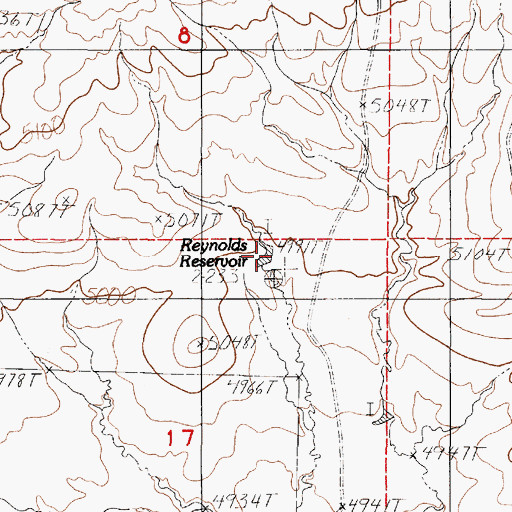 Topographic Map of Reynolds Reservoir, WY