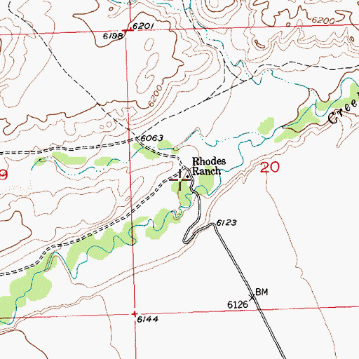 Topographic Map of Rhodes Ranch, WY