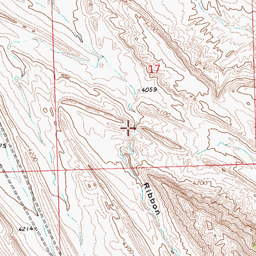Topographic Map of Ribbon Canyon, WY