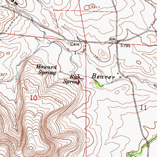 Topographic Map of Rice Spring, WY