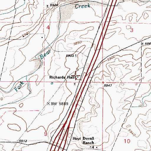 Topographic Map of Richards Hall, WY