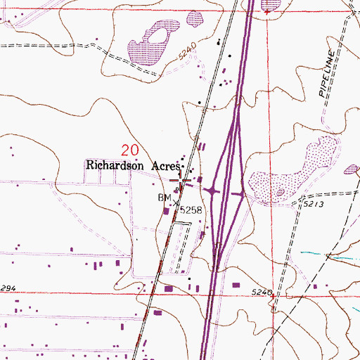 Topographic Map of Richardson Acres, WY