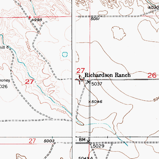 Topographic Map of Richardson Ranch, WY