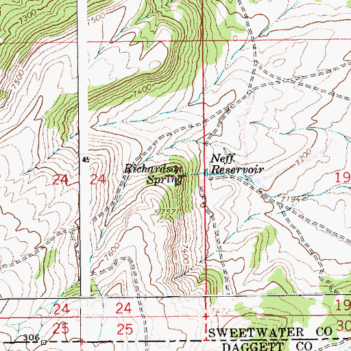 Topographic Map of Richardson Spring, WY