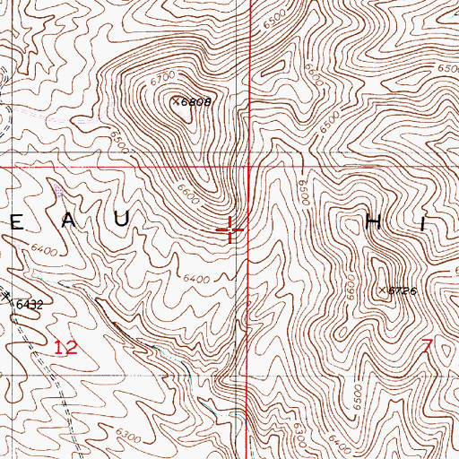 Topographic Map of Richeau Hills, WY