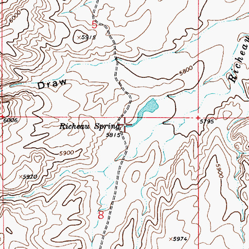 Topographic Map of Richeau Spring, WY