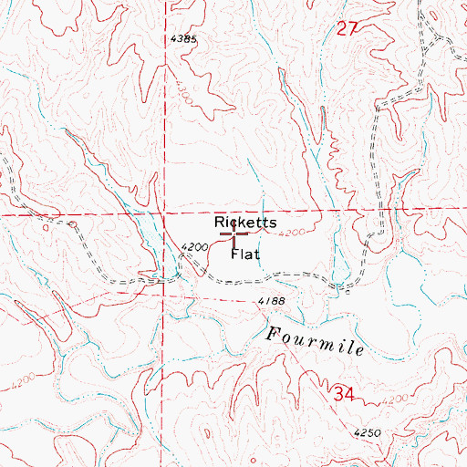 Topographic Map of Ricketts Flat, WY