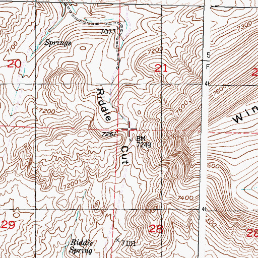 Topographic Map of Riddle Cut, WY