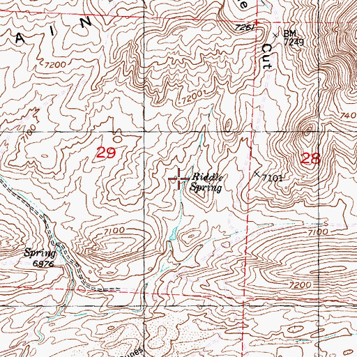 Topographic Map of Riddle Spring, WY