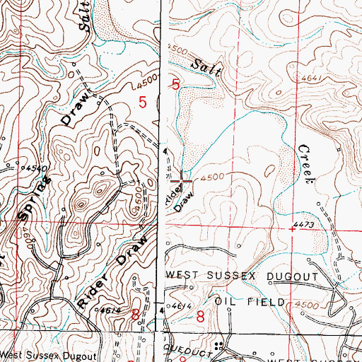 Topographic Map of Rider Draw, WY
