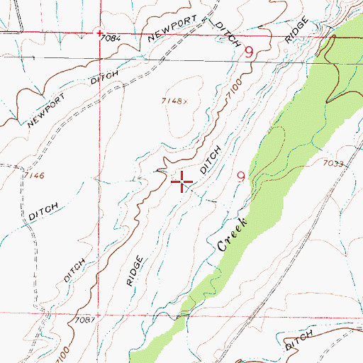 Topographic Map of Ridge Ditch, WY