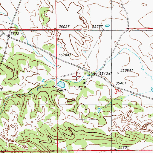 Topographic Map of Ridinger Ranch, WY