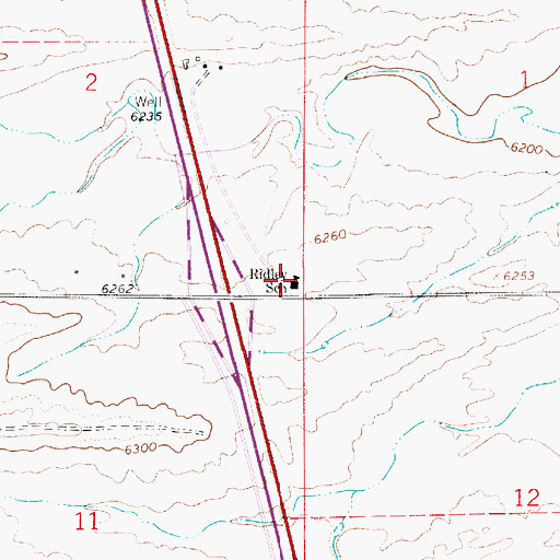Topographic Map of Ridley School, WY