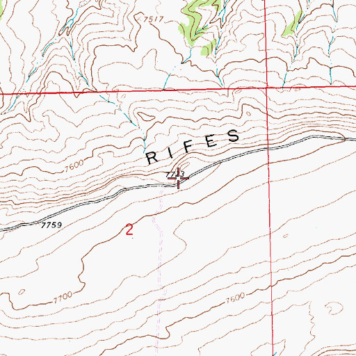 Topographic Map of Rifes Rim, WY