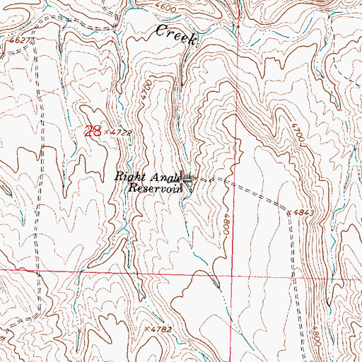 Topographic Map of Right Angle Reservoir, WY