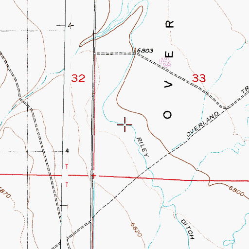 Topographic Map of Riley Ditch, WY