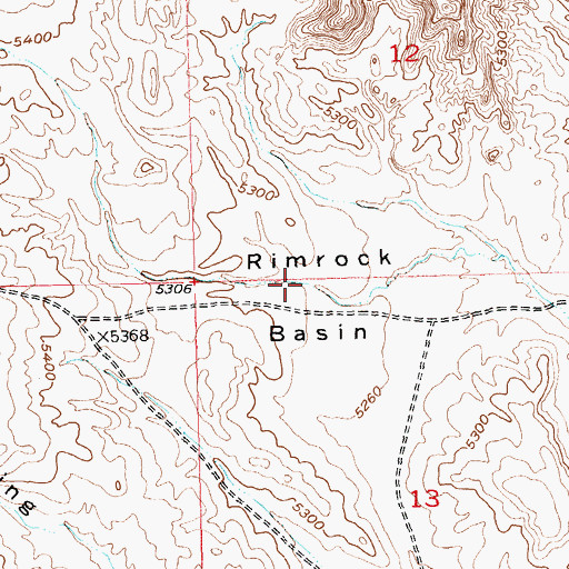 Topographic Map of Rimrock Basin, WY