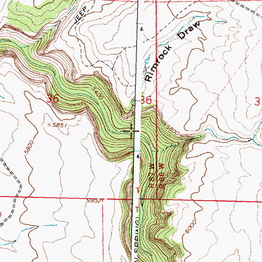 Topographic Map of Rimrock Draw, WY