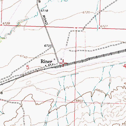 Topographic Map of Riner, WY