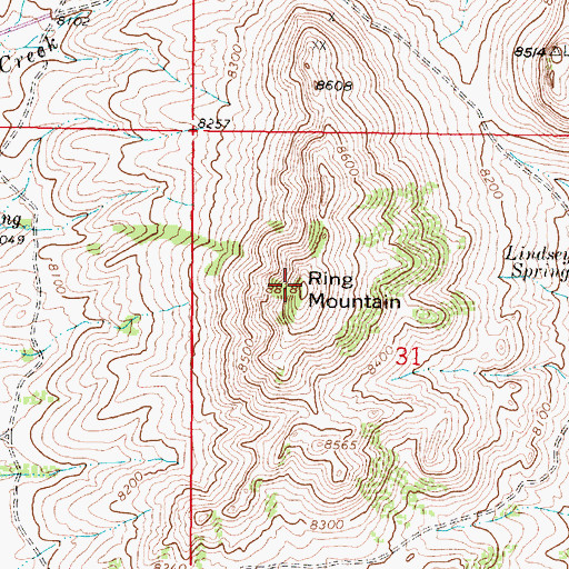 Topographic Map of Ring Mountain, WY