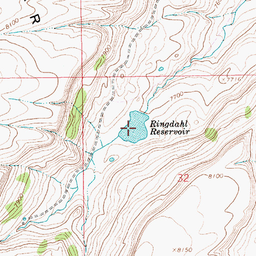 Topographic Map of Ringdahl Reservoir, WY