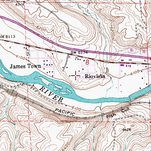 Topographic Map of Riovista, WY
