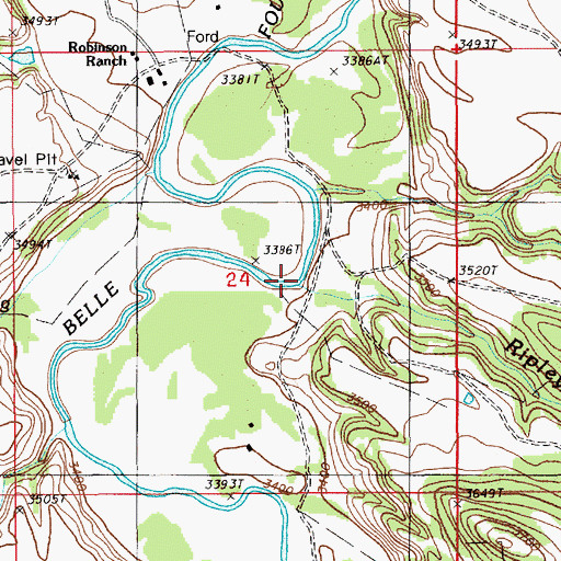 Topographic Map of Ripley Creek, WY