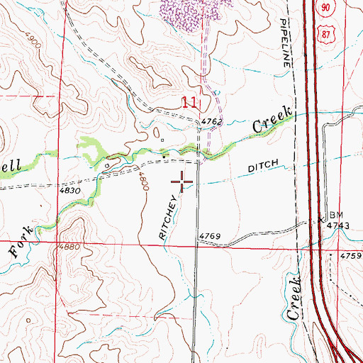 Topographic Map of Ritchey Ditch, WY