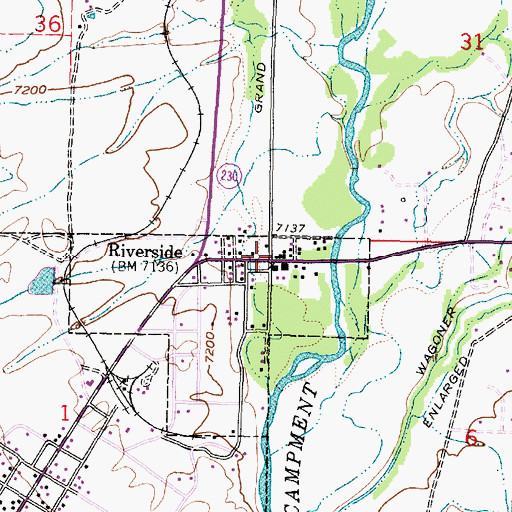Topographic Map of Riverside, WY