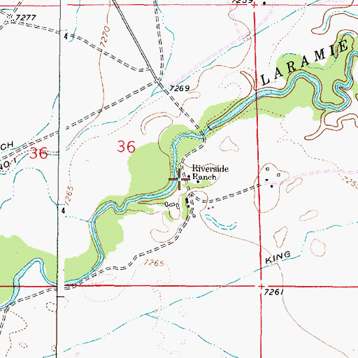 Topographic Map of Riverside Ranch, WY