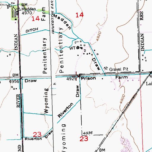 Topographic Map of Riverton Draw, WY