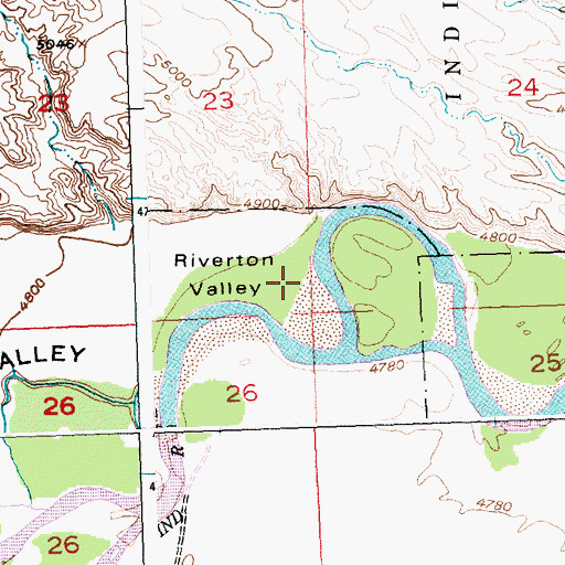 Topographic Map of Riverton Valley, WY
