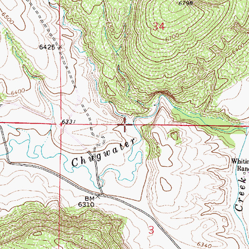 Topographic Map of Road Canyon, WY