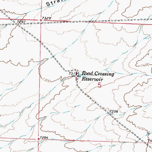 Topographic Map of Road Crossing Reservoir, WY
